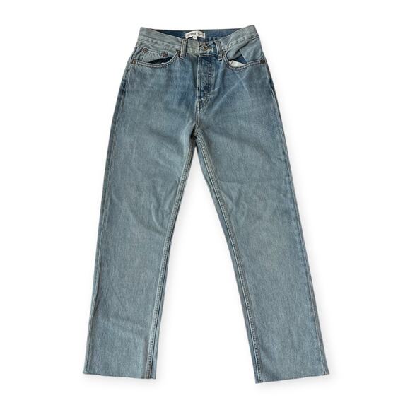 Re/Done Stove Pipe Crop Raw Hem Jeans Denim Light Wash Size 25 - Picture 1 of 6